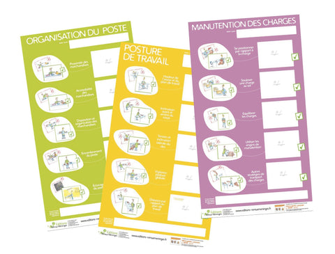 Trois affiches à personnaliser "Gestes et postures"